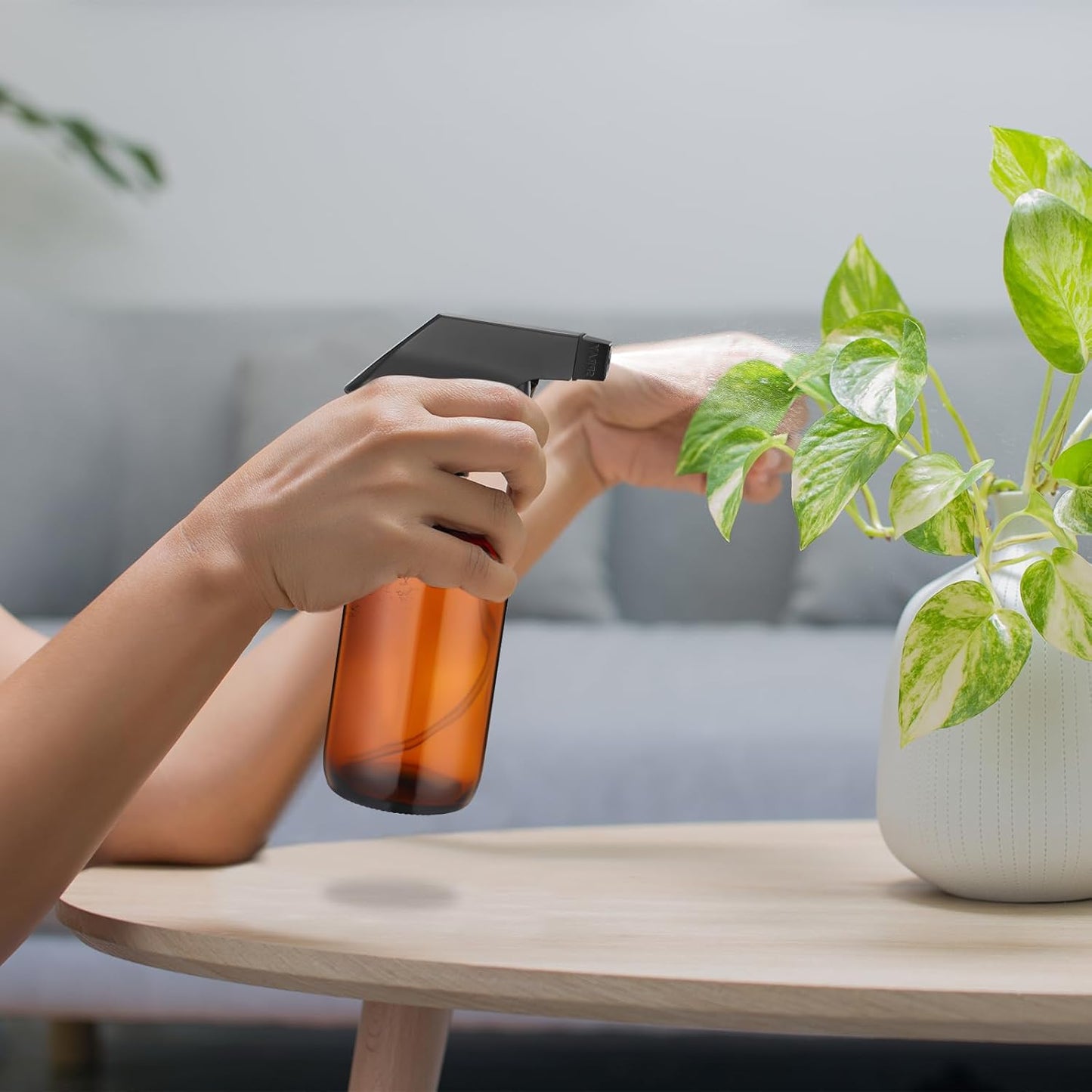 Norme 12 Pcs 8 oz Glass Spray Bottles with Funnels and Labels Refillable Cosmetic Empty Spray Bottles with Sprayer Containers for Essential Oil Cleaning Solutions(Amber,Classic)