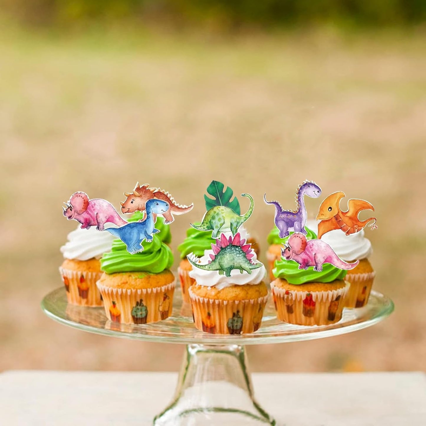 62pcs Edible Dinosaur and Turtle Back Leaves Cake Topper Cupcake Toppers Wedding Themed Party Birthday Cake Decoration Mixed Size & Colour(Tasteless)