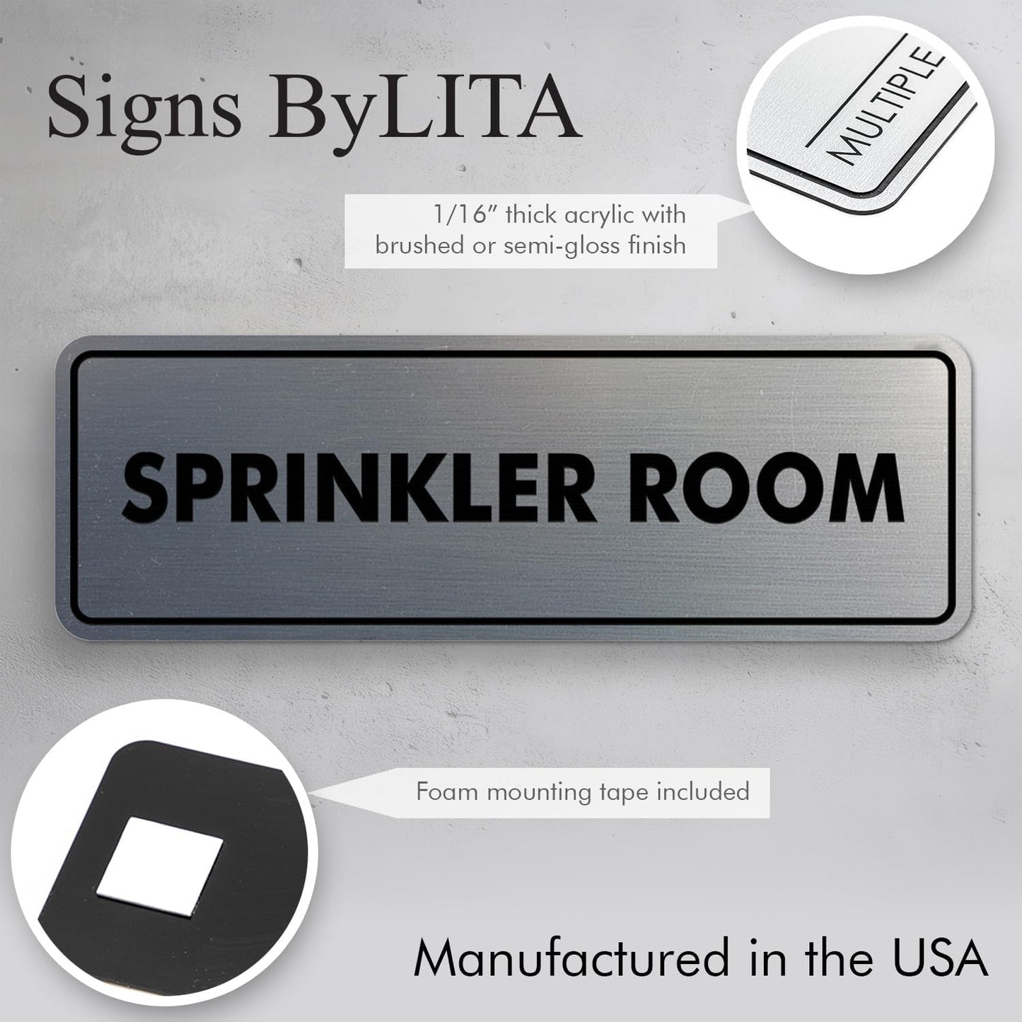 Signs ByLITA Standard Sprinkler Room Sign (Dark Brown) - Medium
