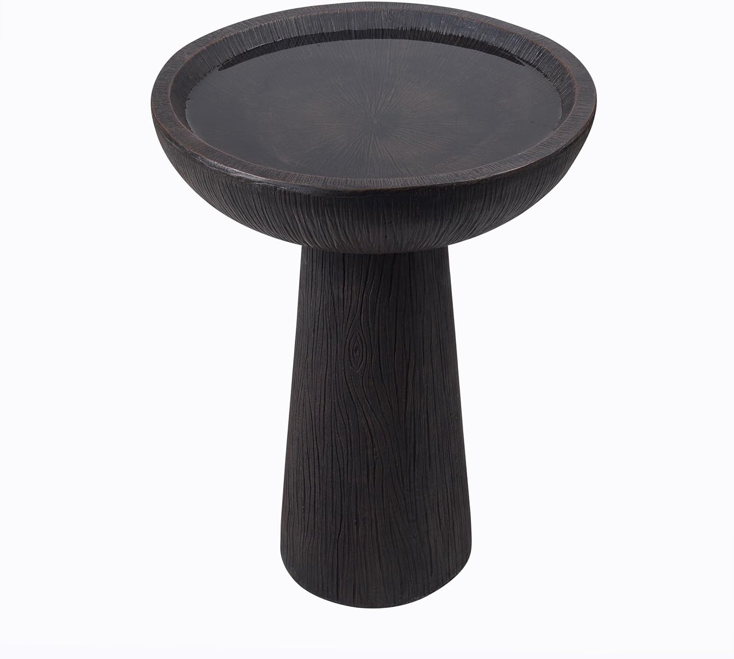 Bird Bath for Outdoor - 26'' Tall Resin Natural Wood Pattern Designt Birdbaths, Lightweight and Durable - Enhance Your Outside Garden with This Stunning Water Feature (Wood Grain)