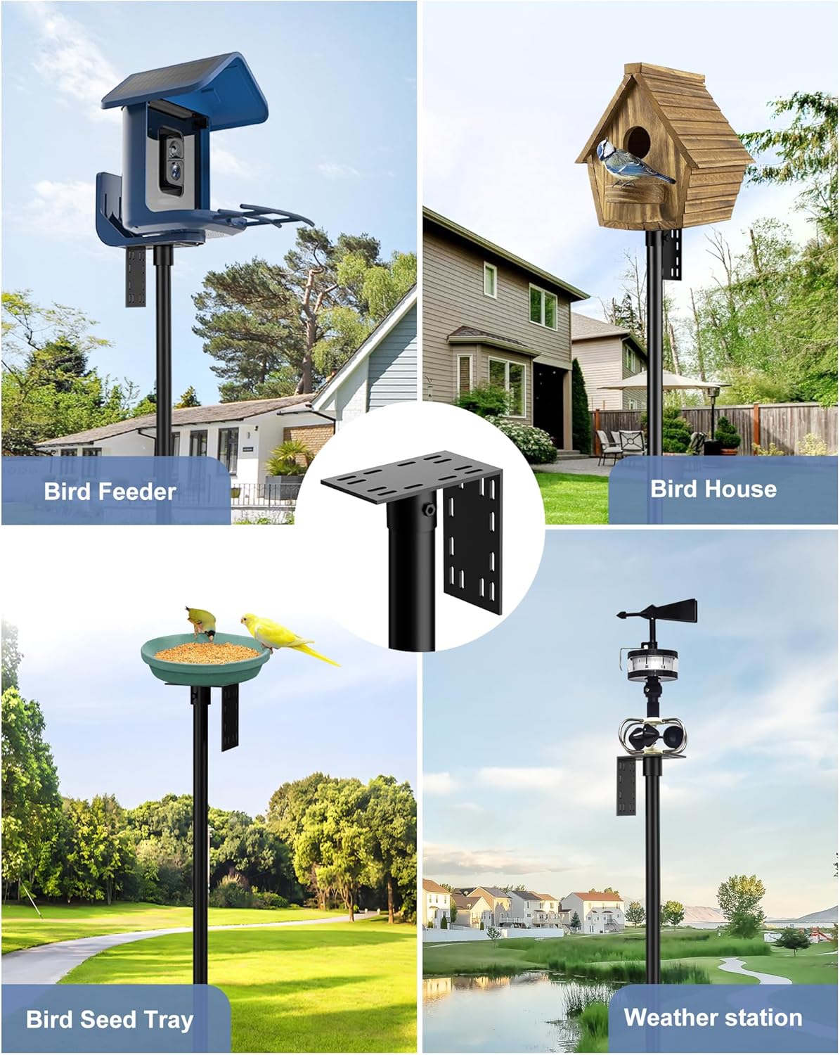Bird Feeder Pole Stand – 60 Inch Height Feeding Station with 1-Inch Dia Heavy Duty for Hanging Feeders, Bird House Pole Mount Kit for Outdoor, Slip-Fit Connection