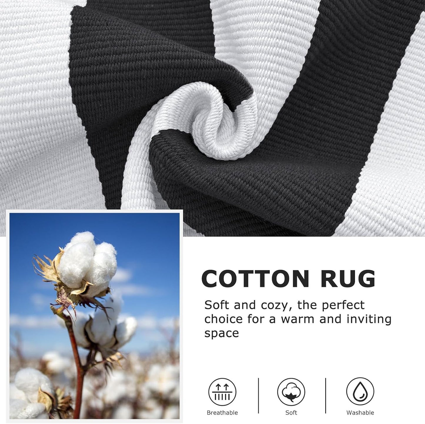 IOHOUZE Black White Striped Rug -2x4.3 Front Door Mats Outdoor,Washable Rug for Front Porch Decor,Spring Summer Welcome Mats Outdoor Indoor, Doormat for Farmhouse/Entryway/Home Entrance