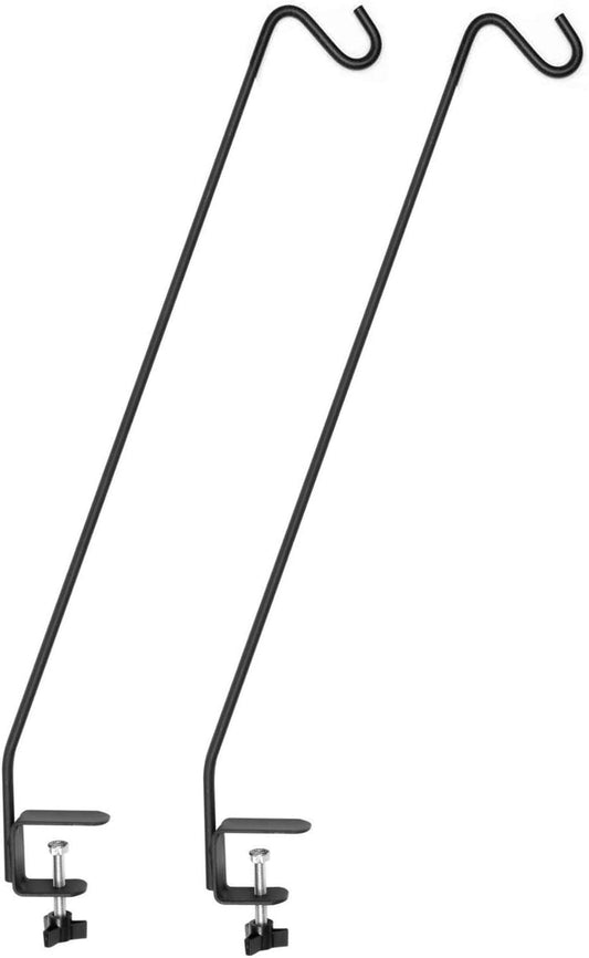 Ashman Deck Hook 32-Inch (2 Pack), Double Forged Solid Metal Single Piece Rod, Ideal for Bird Feeders, Plant Hangers, Coconut Shell Hanging Baskets, and Lanterns.