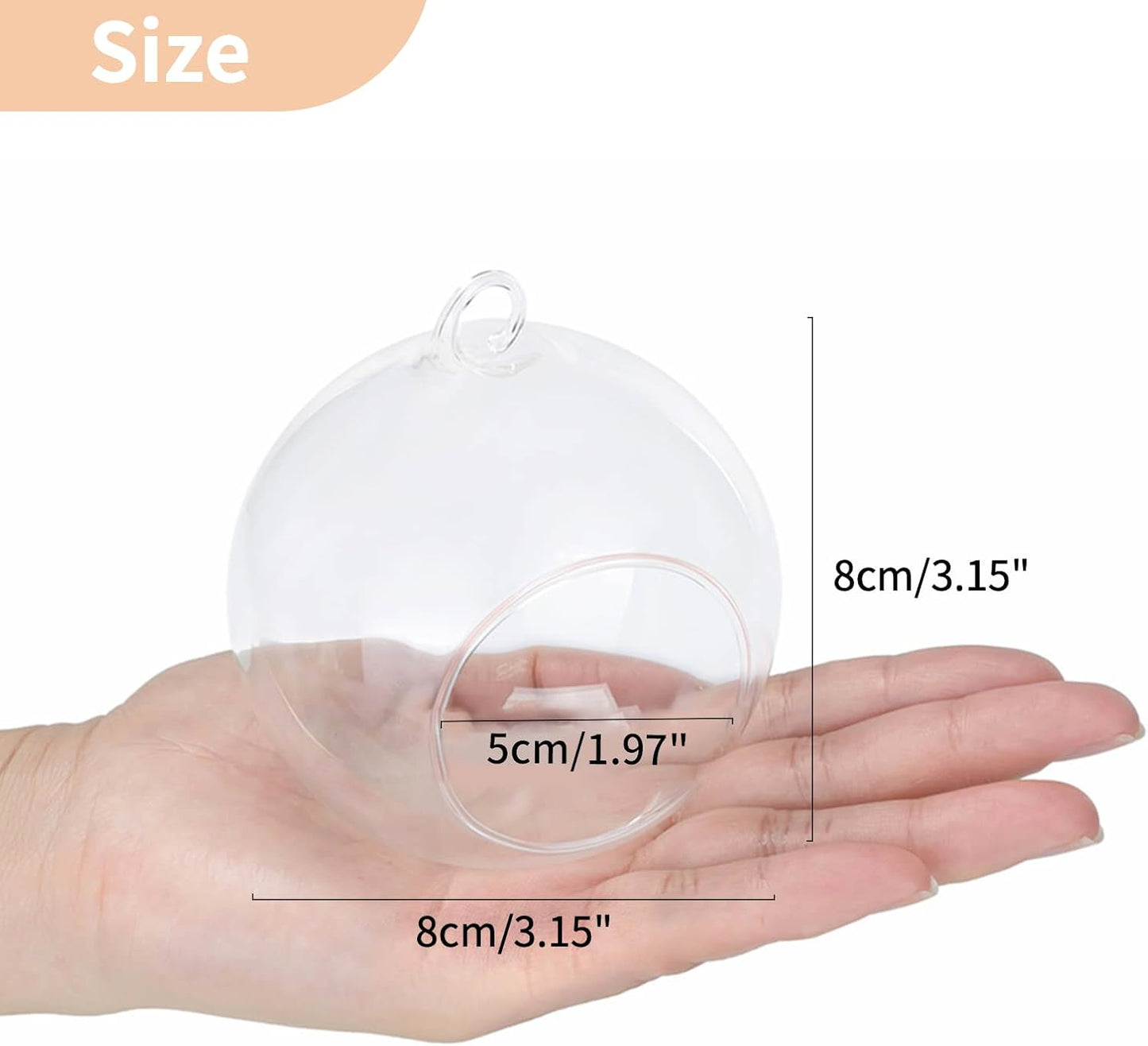 12 Pcs 3.15"/ 8cm Hanging Glass Tealight Holder Globe Plant Terrariums Glass Orbs Air Plants Tea Light Candle Holders Home Decor Indoor Outdoor Garden DIY Gifts (9 Pcs + 3 Pcs)