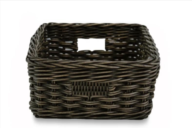 The Basket Lady Rectangular Low Wicker Storage Basket, Medium, 16 in L x 12 in W x 6 in H, Antique Walnut Brown