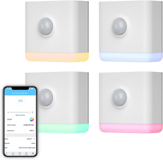 THIRDREALITY Multi-Function Night Light 4 Pack, Zigbee Repeater, 3-in-1 Combines a Motion Sensor, a Illumination Sensor and RGB Color Night Light, 1-100% Adjustable Brightness, Zigbee hub Required