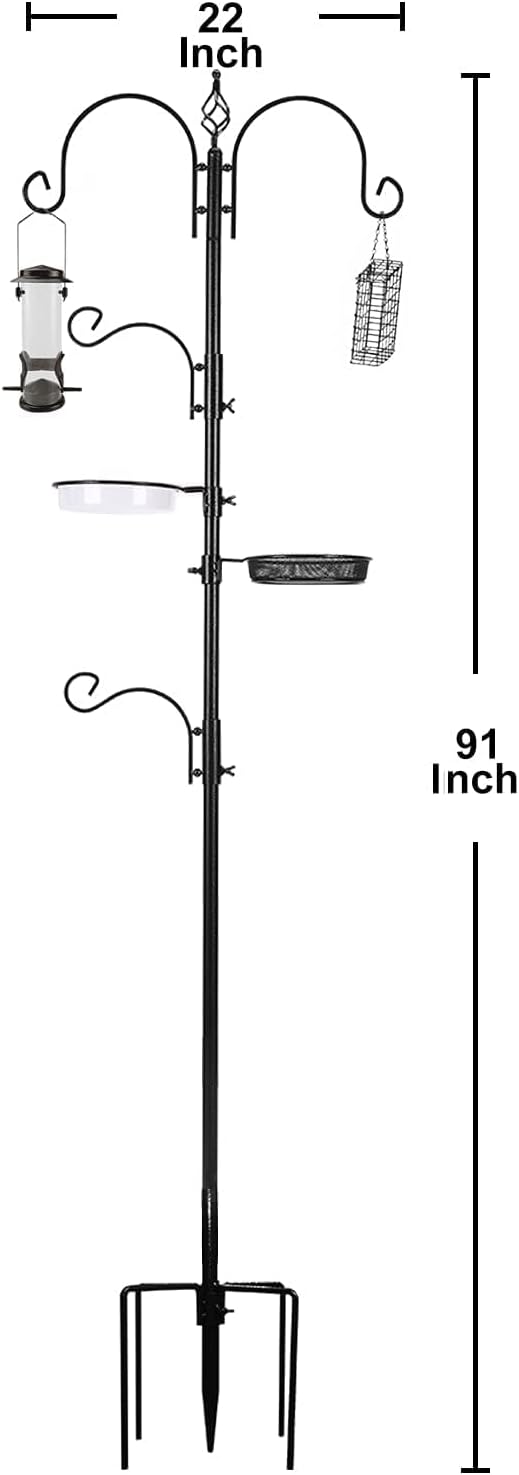 ERYTLLY Bird Feeding Station Kit Bird Feeder Pole Wild Bird Feeder Hanging Kit Planter Hanger Multi Feeder Hanging with Metal Suet Feeder Bird Bath for Attracting Wild Birds
