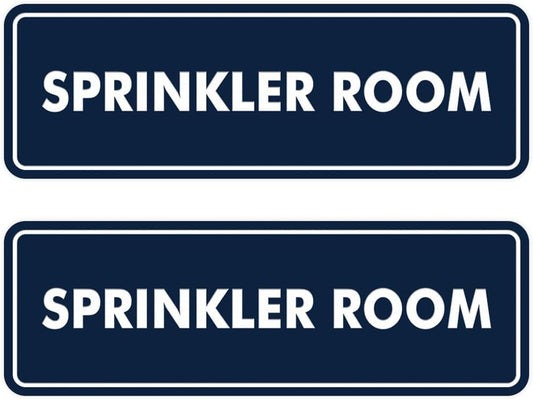 Signs ByLITA Standard Sprinkler Room Sign (Navy Blue/White) - Large 2 Pack