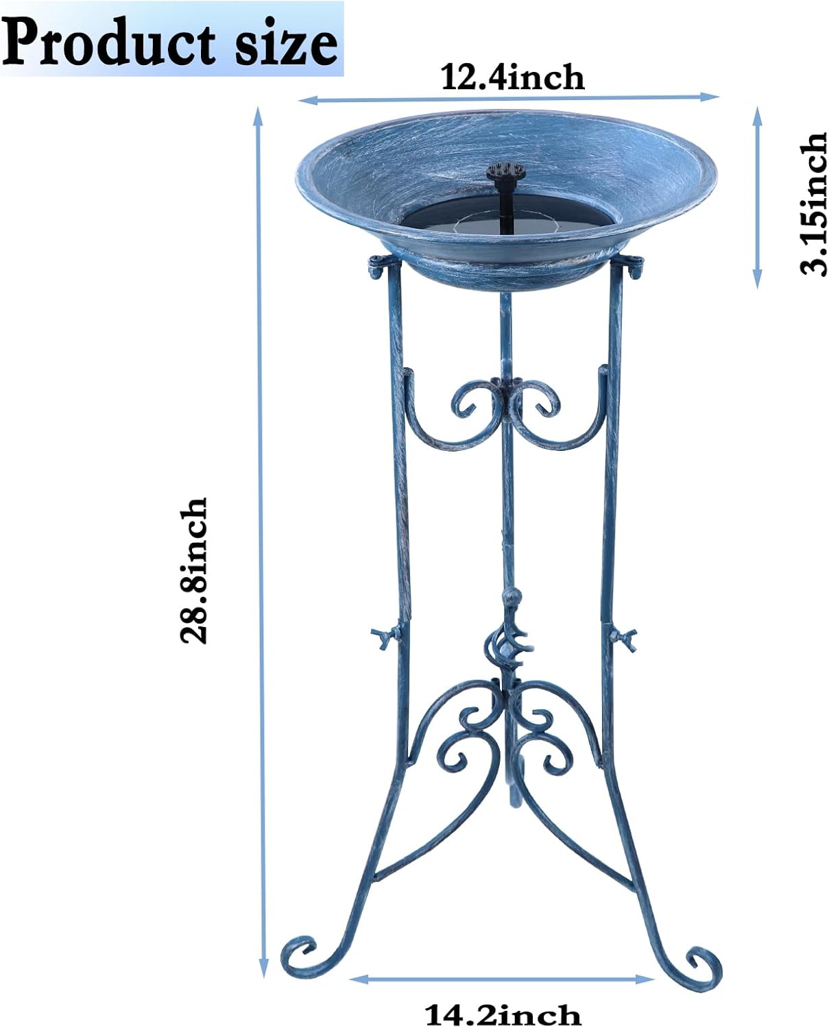 Solar Bird Bath for Outside, Metal Birdbath Stand and Solar Fountain Bird Bath Bubbler Combo Set, Solar Birdbaths for Outdoors Garden Lawn Yard Decor