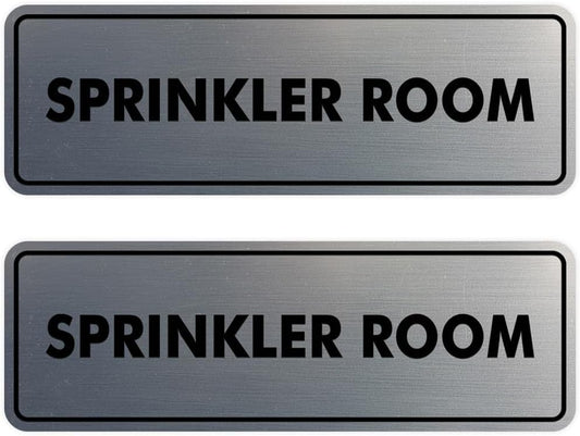 Signs ByLITA Standard Sprinkler Room Sign (Brushed Silver) - Medium 2 Pack