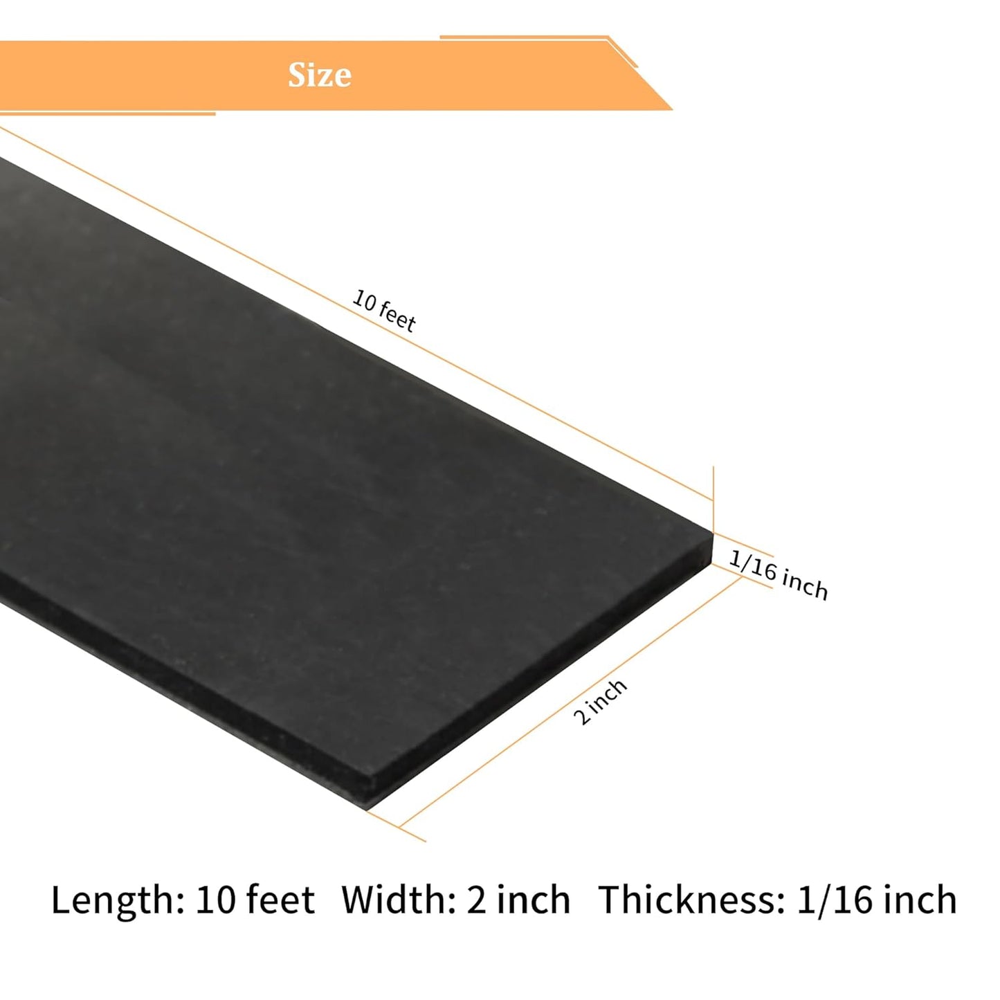 DOBTIM Solid Neoprene Rubber Strips with Adhesive Backing 1/16 (.062)" Thick x 2" Wide x 10' Long, Self Adhesive Rubber Sheets, Rolls & Strips for DIY Gaskets Crafts Pads Seals Warehouse Flooring