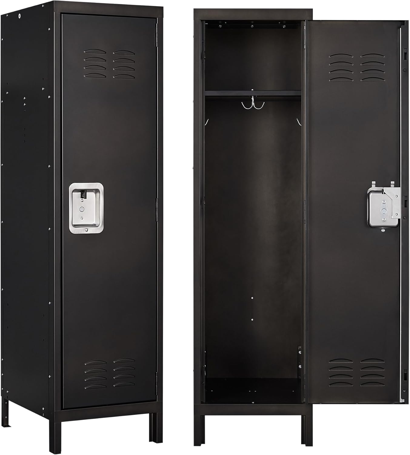 Metal Storage Locker, Lockable Employees Metal Locker with Door, 55" Height Steel Locker for Home, School, Office, Gym (Retro Black)