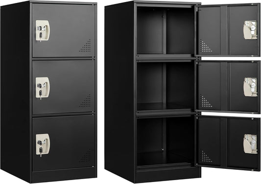 Metal Locker Storage Locker, 36" Lockable Lockers for Employees, Home, Office, School, Assemble Required (Black)