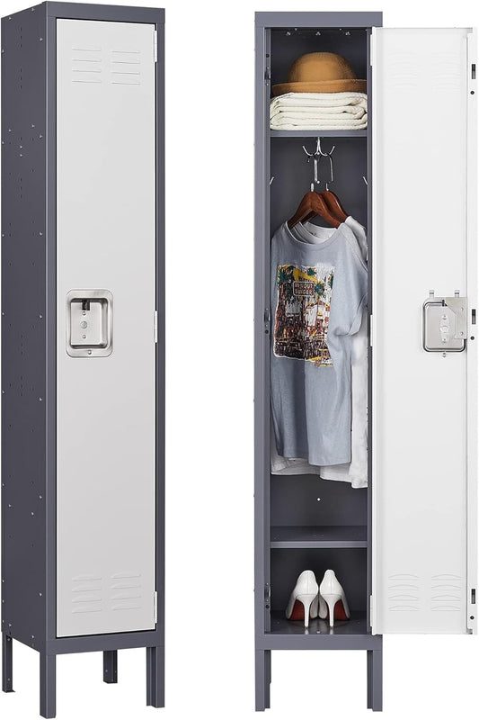 Letaya Locker,1 Door Employees Storage Metal Lockers 66" Lockable Steel Cabinet for School Gym Home Office Staff (1 Door)