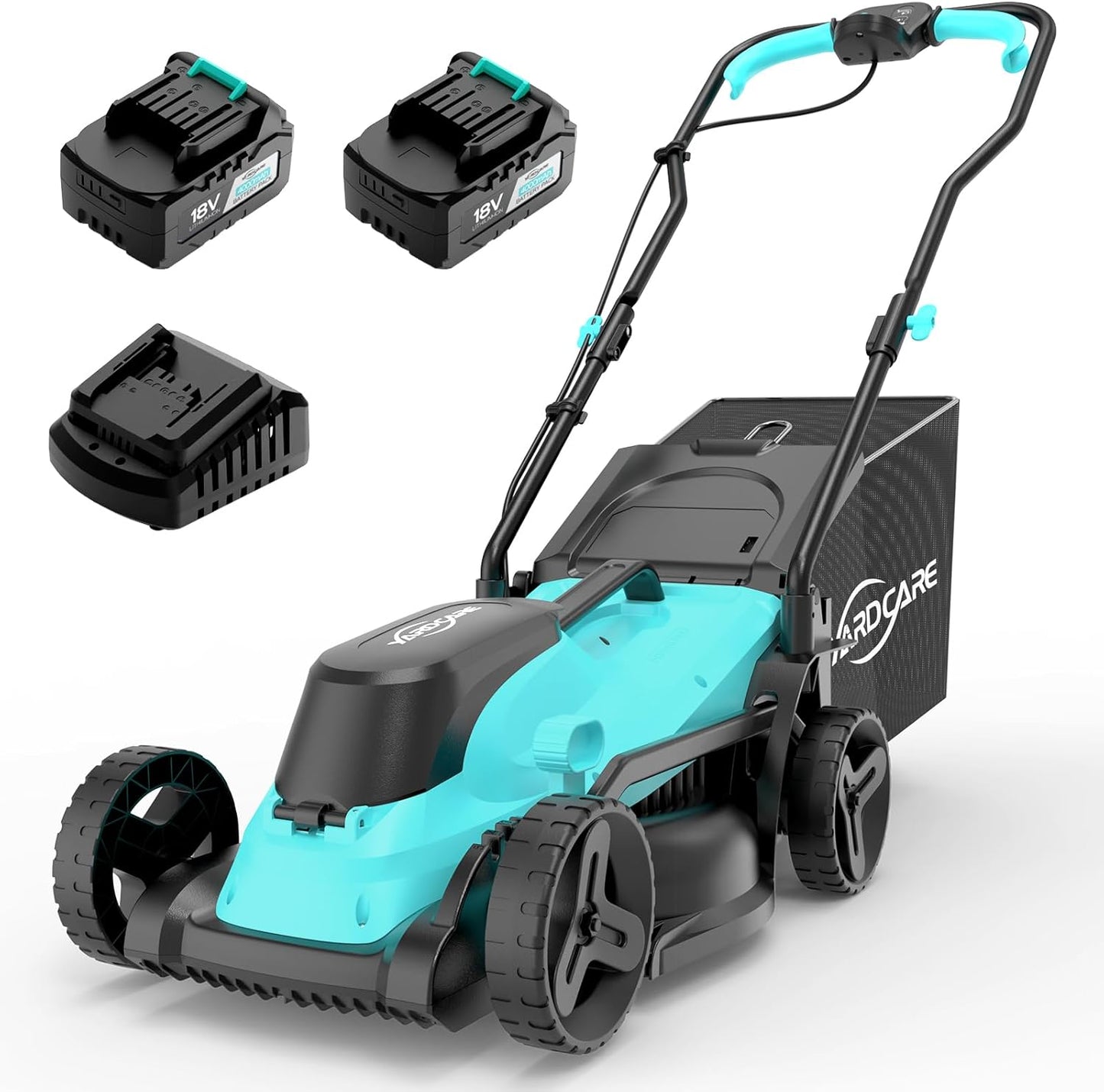(2025 Model) YARDCARE 36V Brushless Cordless Lawn Mower with 2X4.0Ah Batteries, LED Display Screen, Electric Lawnmower with 5-Position Height Adjustment, 8 Gallon Grass Bag, Charger