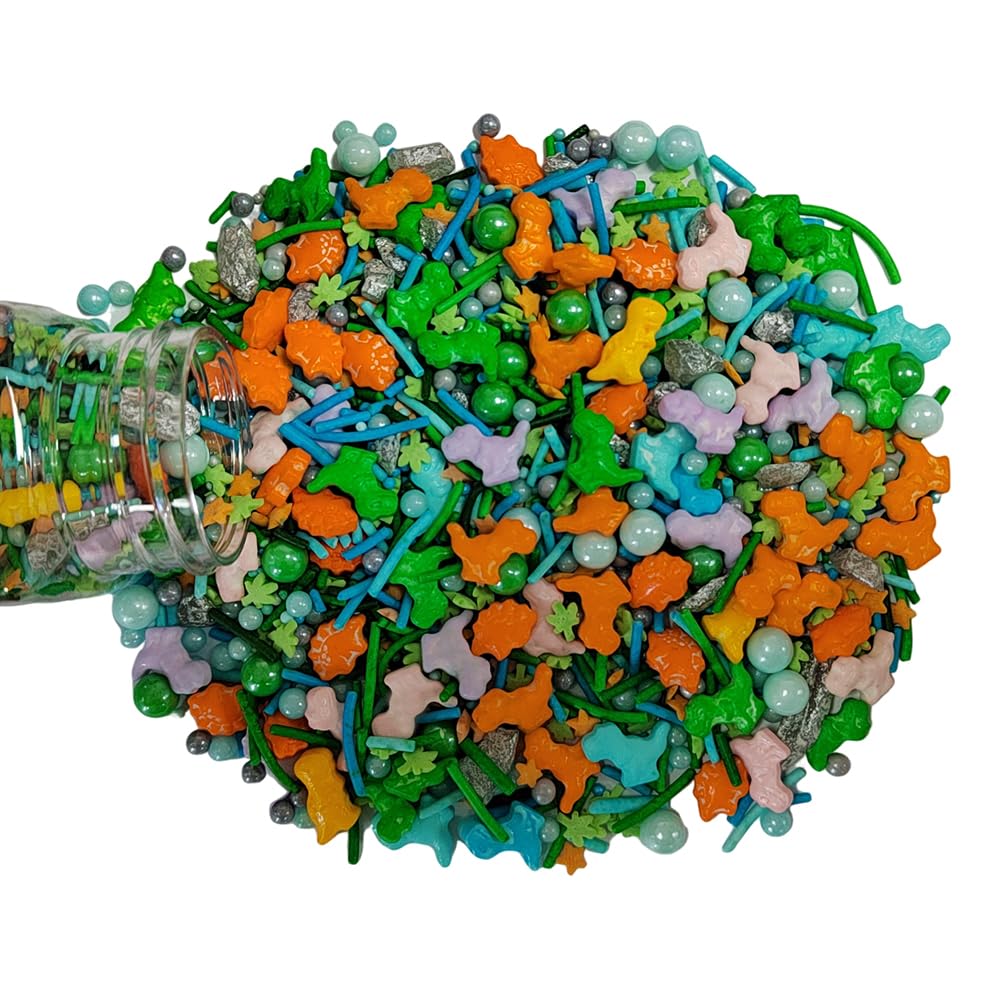 Homankit Dinosaur Sprinkles for Cake Decorating Edible Pearl Sugar Sprinkle for Baking Cake Cupcake Toppers Cookie Decorations Kids Birthday Theme Party Supplies