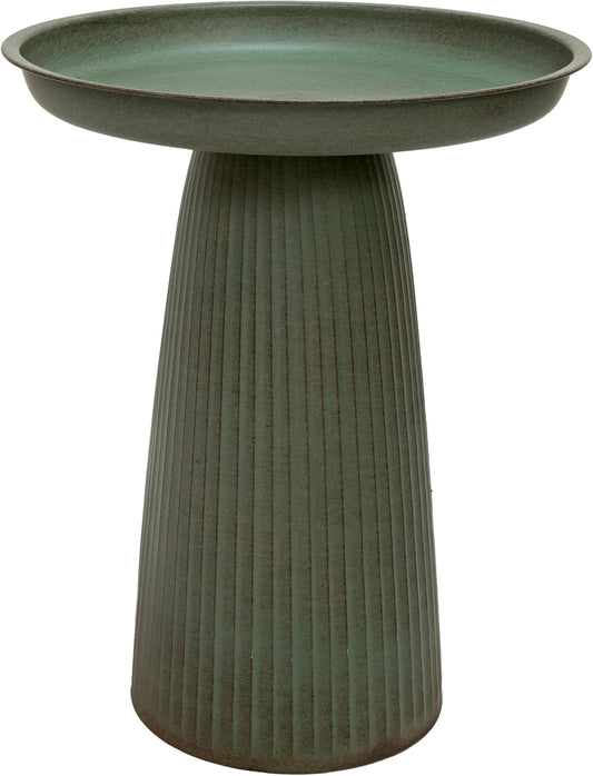 Sunnydaze Gleeful Garden Metal Bird Bath for Outdoors - Large Decorative Iron Birdbath - 23-Inch - Matte Green