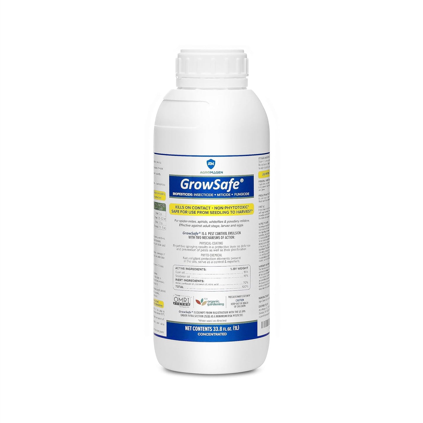 GrowSafe Bio-Pesticide, Organic and Natural Miticide, Fungicide and Insecticide (33.8 fl.oz)
