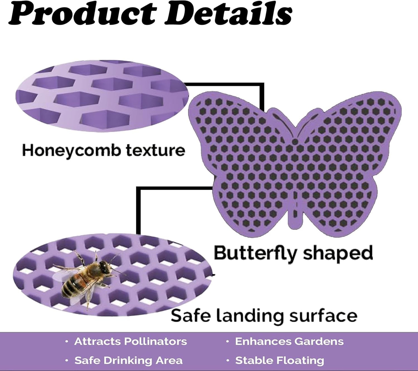 4 Pack Floating Bee Watering Station for Garden, Butterfly Feeder Bee Waterer Wildlife Baths Pollinator, Outdoor Pool & Garden Decor(Purple Butterfly)