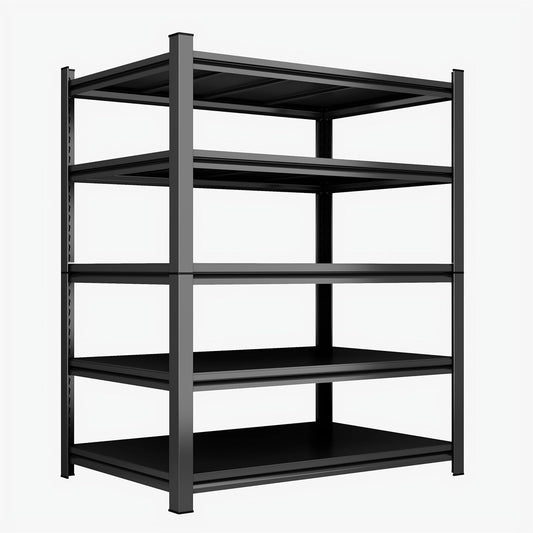 72''H Garage Shelving Heavy Duty Garage Storage Shelves, 3000 LBS Adjustable 5 Tier Industrial Shelving Unit, Metal Utility Shelf for Basement, Warehouse and Workshop (72''Hx48''Wx24''D, Black)