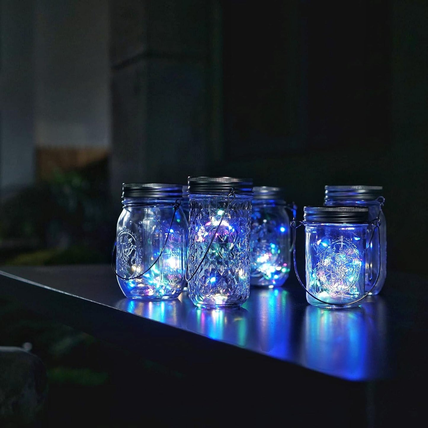 Decorman Solar Mason Jar Lights, 10 Pack 30 LED Fairy Star Firefly String Lids Lights with 10 Hangers for Patio Yard Garden Party Wedding Christmas Decoration(Jars Not Included) (10 Pack, Colorful)