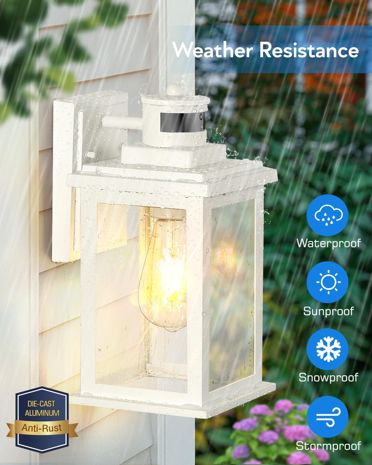 VIANIS Motion Sensor Porch Lights, Outdoor Wall Lights Wall Mount, White Dusk to Dawn Outdoor Sconce Lights, Waterproof Exterior Light Fixture for House, Garden, Patio, Entryway,Hardwired, Non-Solar