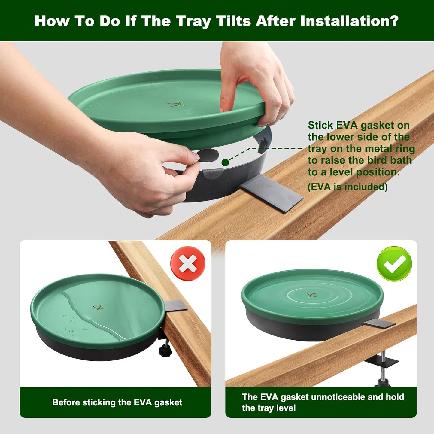 Heated Bird Bath, 3 Easy Ways to Mount Heavy Duty Metal Pedestal Detachable Bird Bath Bowl for Easy Cleaning, 75W Heated Bird Baths for Outdoors for Winter Garden Yard Patio Lawn, Green