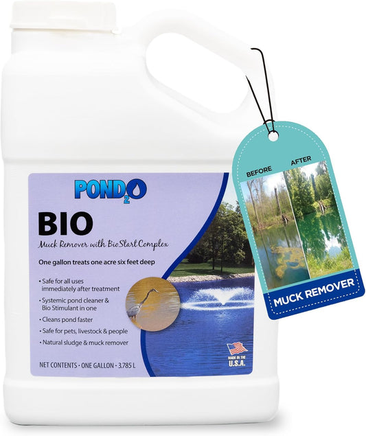 Pond Algae Remover with BioStart Complex – Pond Cleaner for Outdoor – Organic Waste & Buildup Reducer, 1 Gallon (Covers 1 Acre) – Made in USA