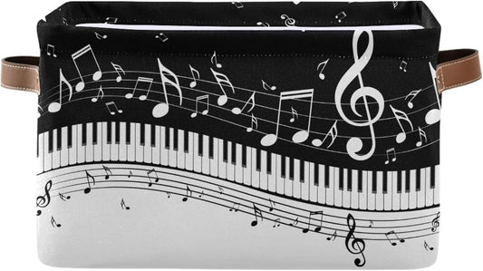 Black White Music Rectangular Storage Basket Organizer Bin Shelf Baskets For Clothes Gifts For Home Office Dorm