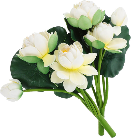Artificial Lotus Flowers, 2pcs Lotus Flowers Decoration Bouquets Tabletop Background Long Stem Home Garden Pond Aquarium Wedding Decor