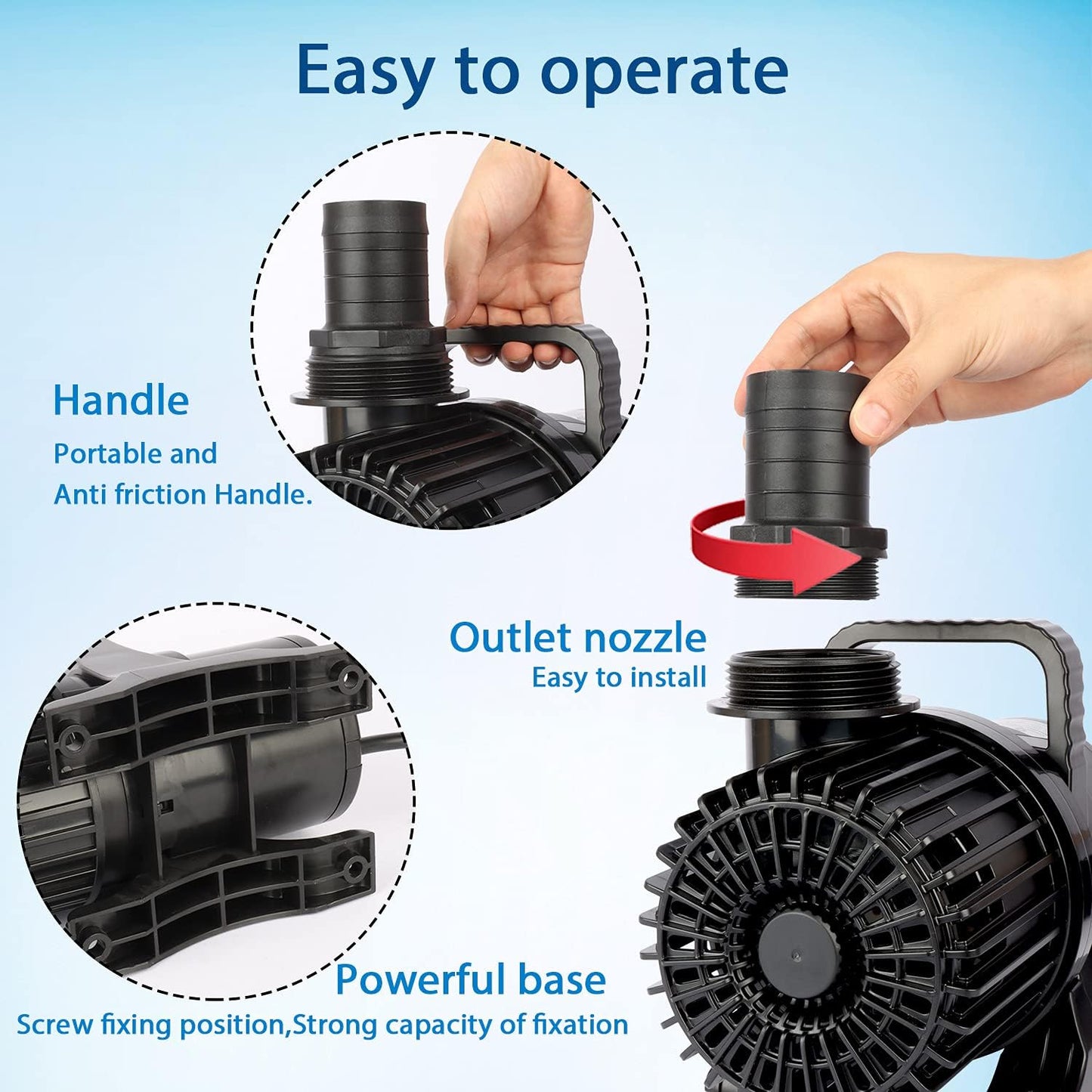 WaterRebirth (4000GPH-230W,UL listed) Large Fountain Submersible Water Pond Sump Pump Aquarium Electric Waterfall Pump Outdoor PS- 4000