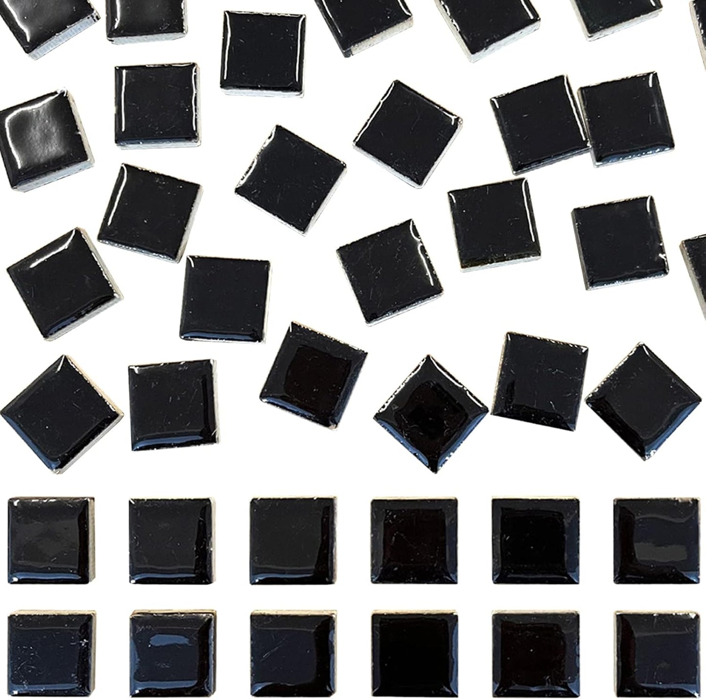 50 Pieces Black Mosaic Tiles for Crafts 1" Ceramic Tiles Assorted Colors Square Ceramic Mosaic Project Supplies for Photo Frame Mosaic Stepping Stones Bath Old Pool Furniture Decor