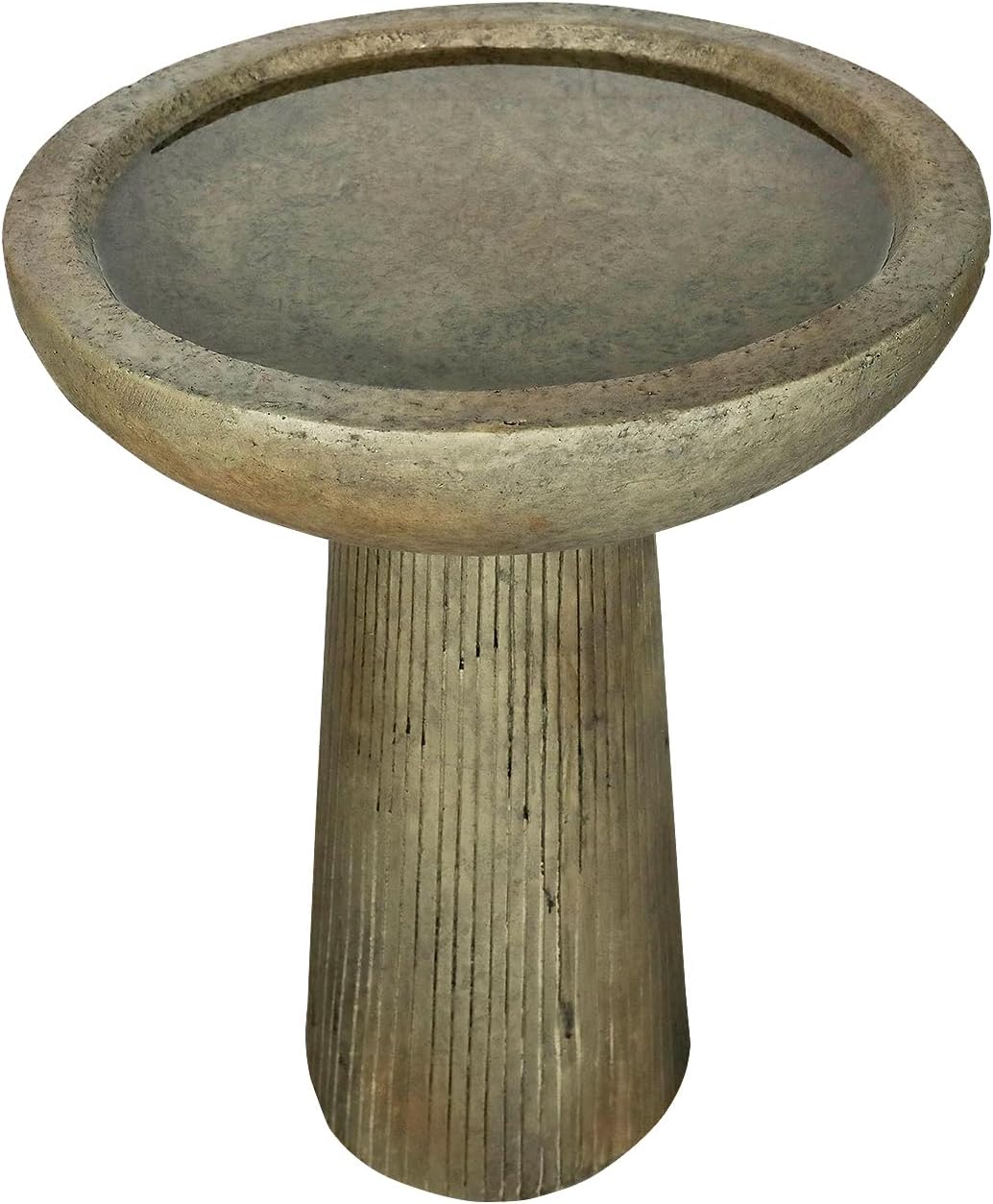 SunJet 24.4inches Tall Fiber-Reinforced Concrete Bird Bath - Modern Minimalist Style Outdoor Birdbaths & Feeder Combo for Outdoors Patio Garden Yard Lawn Decor