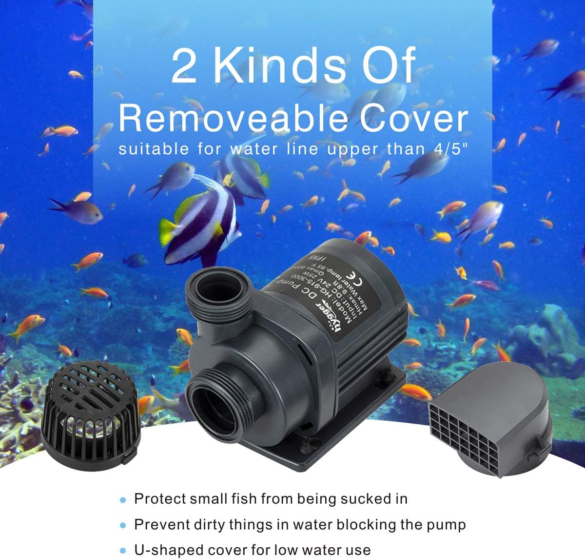 Hygger 1720GPH Quiet Submersible and External 24V Water Pump, with Controller (30%-100% Settings), Powerful Return Pump for Fish Tanks, Aquariums, Ponds, Fountains, Sump, Hydroponics (55W, 14.8ft)