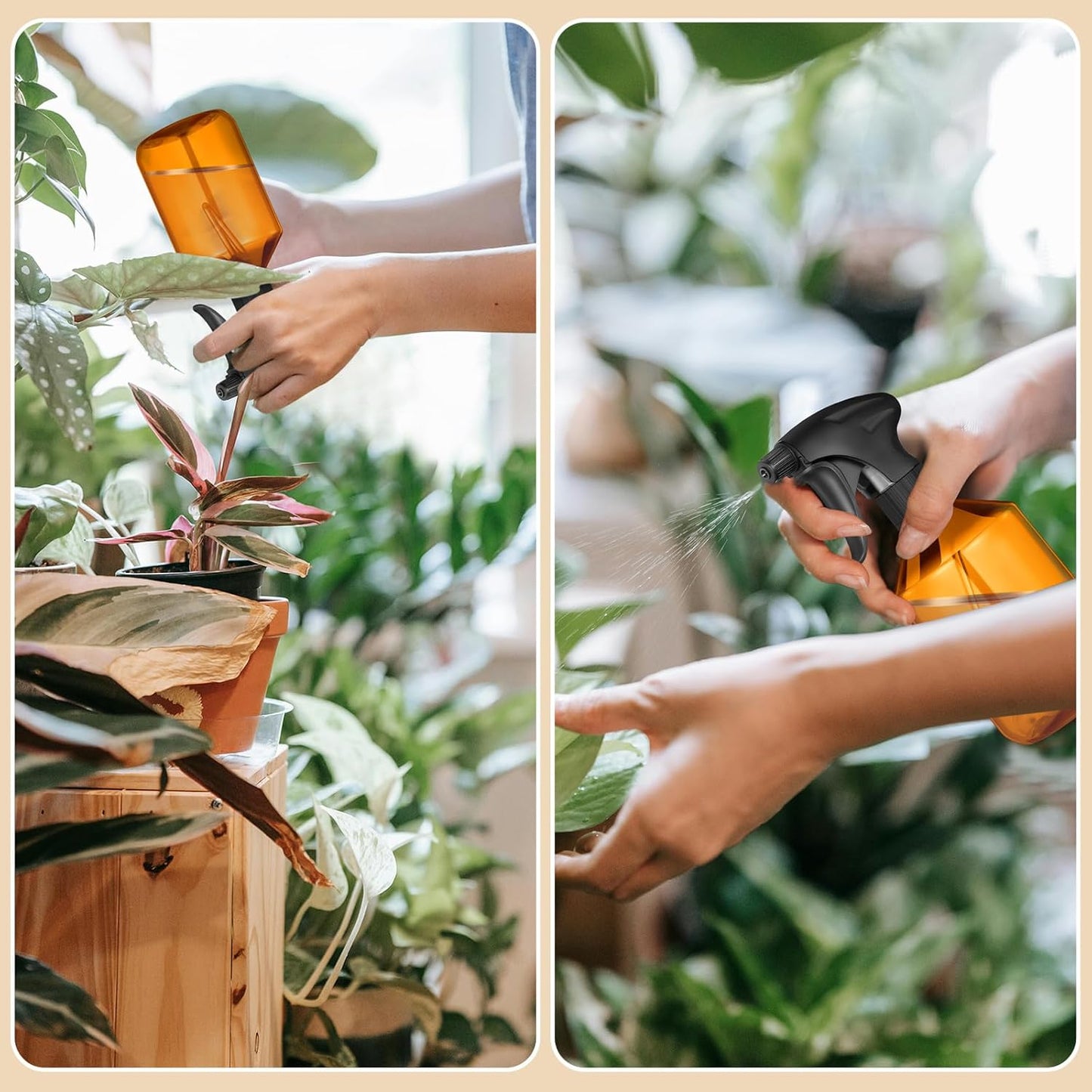 Baderke 2 PCS 360° Spray Bottle, 16 oz Upside Down Spray Bottles, Plastic Spray Bottles is Nice for Plants, Cleaning Solutions, Durable Nozzle w/Fine Mist and Stream Setting (Brown)