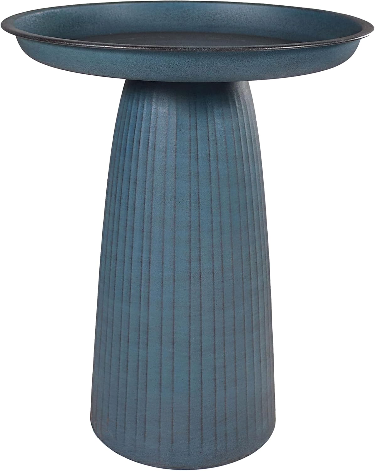 Sunnydaze Gleeful Garden Metal Bird Bath for Outdoors - Large Decorative Iron Birdbath - 23-Inch - Matte Blue