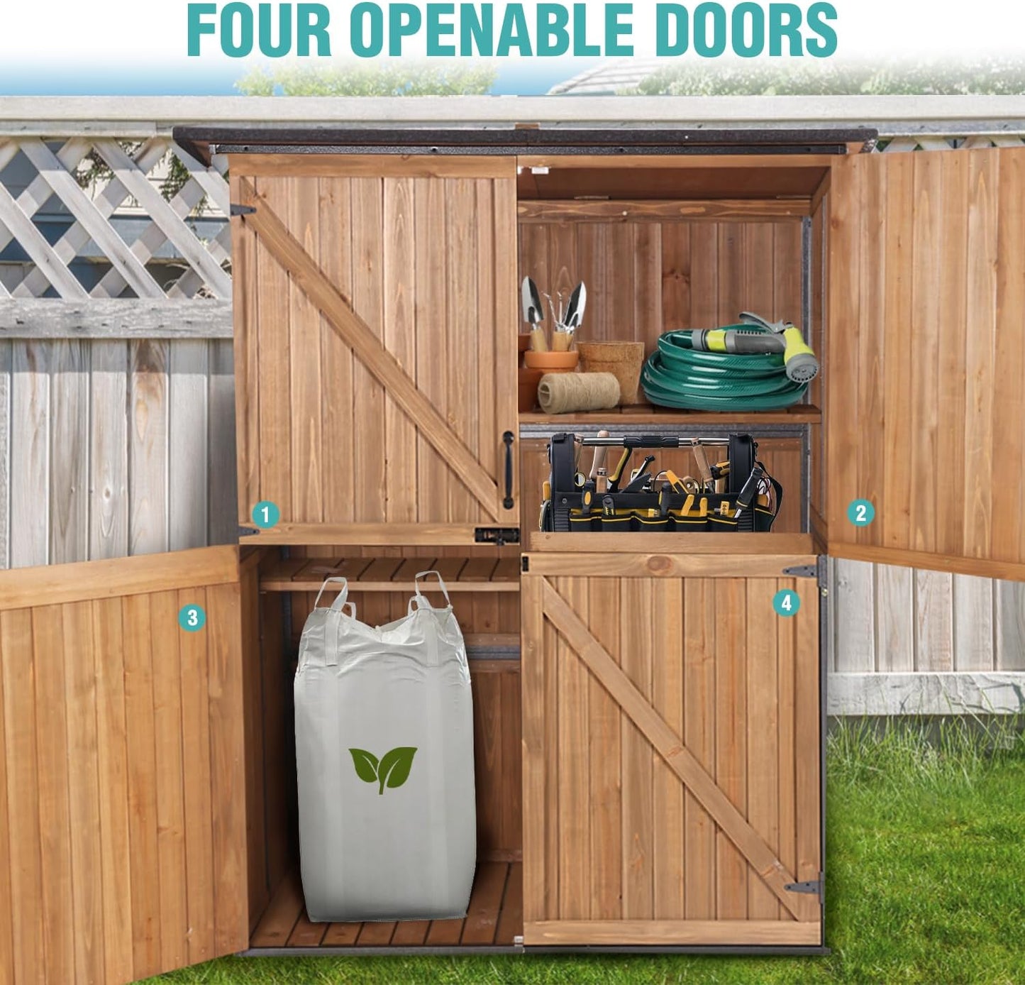 Sheds & Outdoor Storage,Large Garden Shed with Metal Frame Structure and Adjustable Shelves,Bike Storage Tool Cabinet Box for Backyard Garden Patio Lawn (Brown)