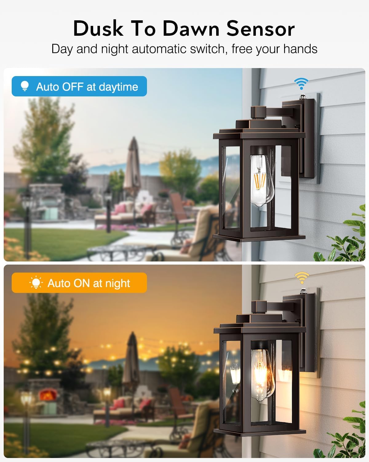 VIANIS Oil Rubbed Bronze Dusk to Dawn Outdoor Lights, Anti-Rust Aluminum Outside Lights for House, Modern Waterproof Hardwired Outdoor Wall Sconce for Porch, Garage, Front Door, Easy-to-Install