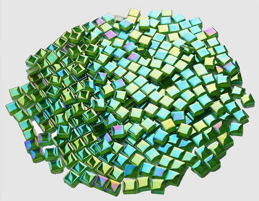 335PCS Lush Green Iridescent Mosaic Tiles, 300G Small Glass Perfect for DIY Crafts and Home Decoration, Ideal for Creative Art Projects, Great for Artists and Mosaic Lovers