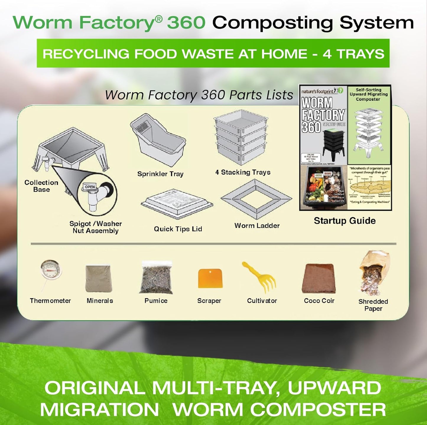 Worm Factory® 360 Black US Made Composting System for Recycling Food Waste at Home – 4 Trays for Efficient Vermicomposting – Durable, Space-Efficient Design, Easy to Assemble, No Odor