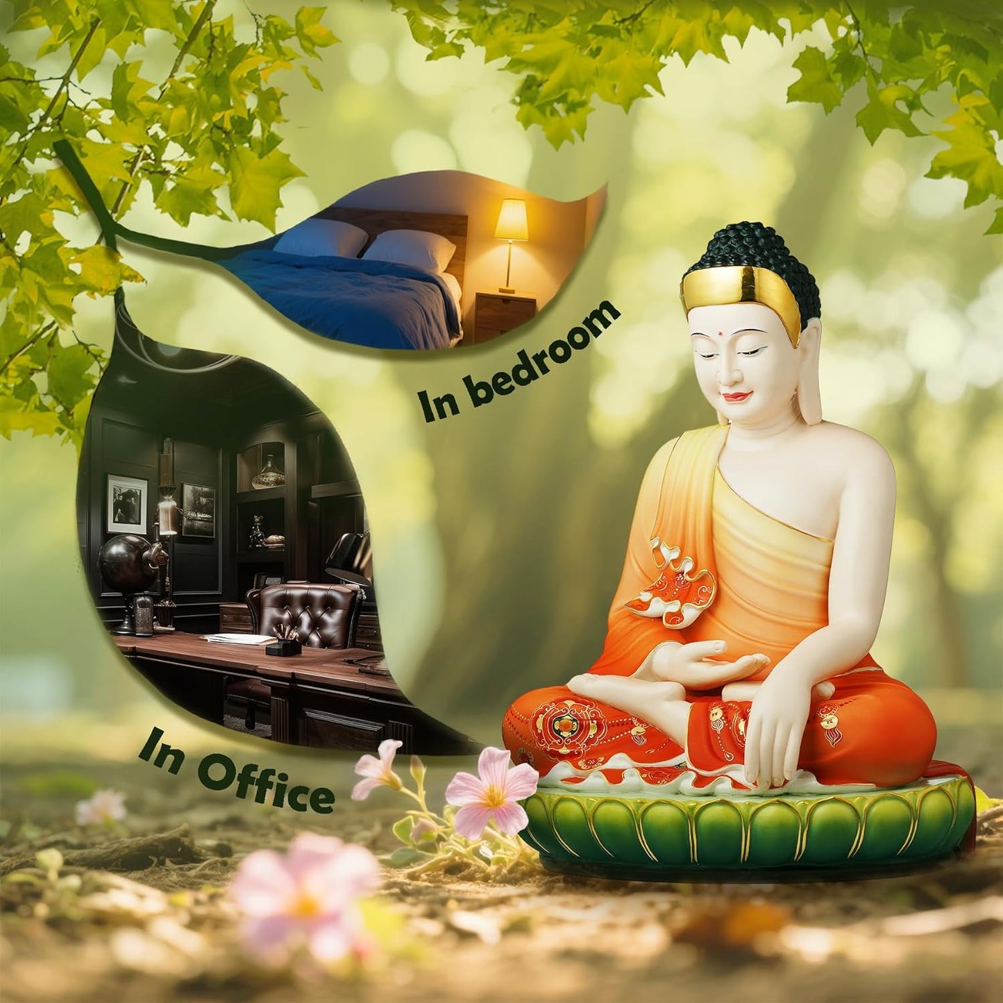 FENGSHUI-CAISHEN Top Ceramic Big Buddha Statue for Home, Meditation Sitting Buddha Figurine, Handmade Buddah, Buda, Budda, Buddha Statue Indoor/Outdoor, Buddha Decor & Gifts, Buddhas