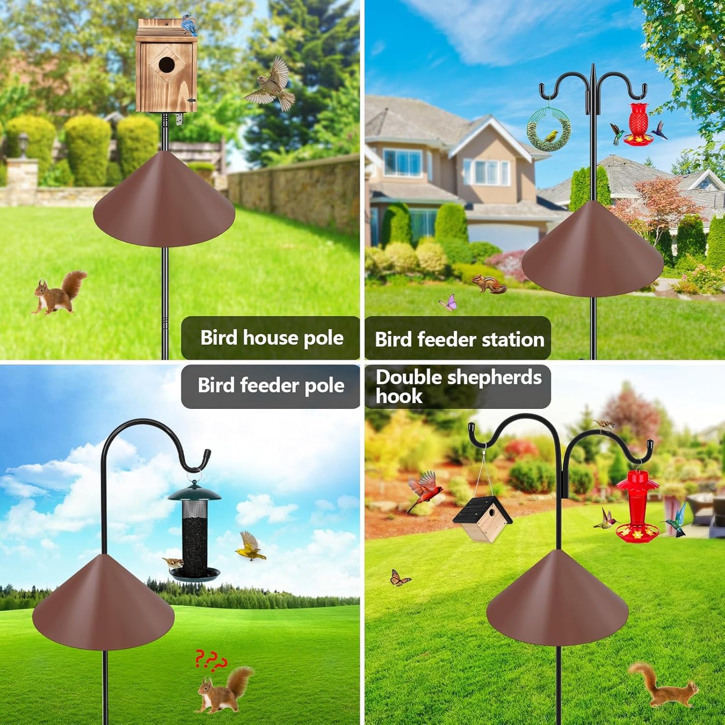 Gtongoko 19 Inch Squirrel Baffle for Bird Feeder Pole Squirrel Guards for Shepherds Hook Stopper for Bird Feeders Brown 1 Pack