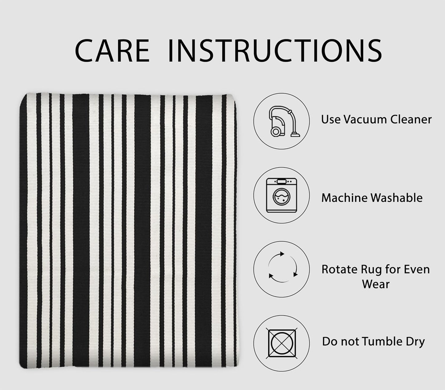 IOHOUZE Black and White Striped Rug 4'x6' Outdoor Rugs, Washable Area Rug for Double Front Door, Large Patio Rug Outdoor Indoor, Doormat for Entryway Porch Entrance