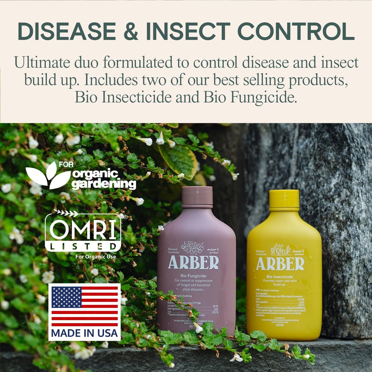 Organic Insecticide & Fungicide for Plants – Indoor & Outdoor Plant – Controls Powdery Mildew, Spider Mites, Aphids, Gnats & More – Safe Pesticide for Houseplant Insect Control, Vegetables & Lawns