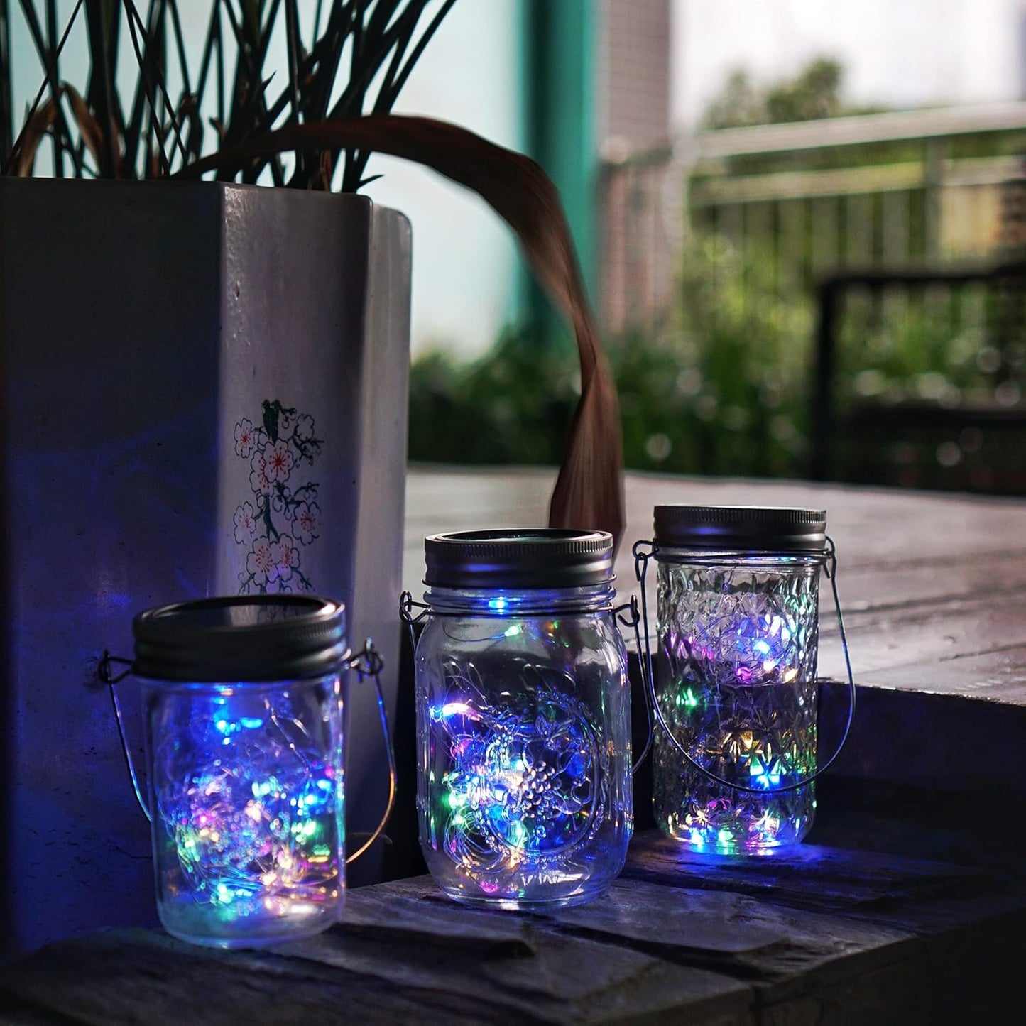 Decorman Solar Mason Jar Lights, 4 Pack 30 LED Fairy Star Firefly String Lids Lights with 4 Hangers for Patio Yard Garden Party Wedding Christmas Decoration(Jars Not Included) (4 Pack, Colorful)