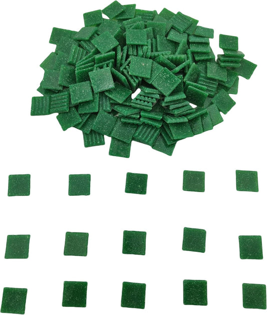 3/4 inch Quartz Glass Mosaic Tiles for Crafts, 1.1 LB, Square Mosaic Pieces for DIY Picture, Home Mosaic Decoration (Green)