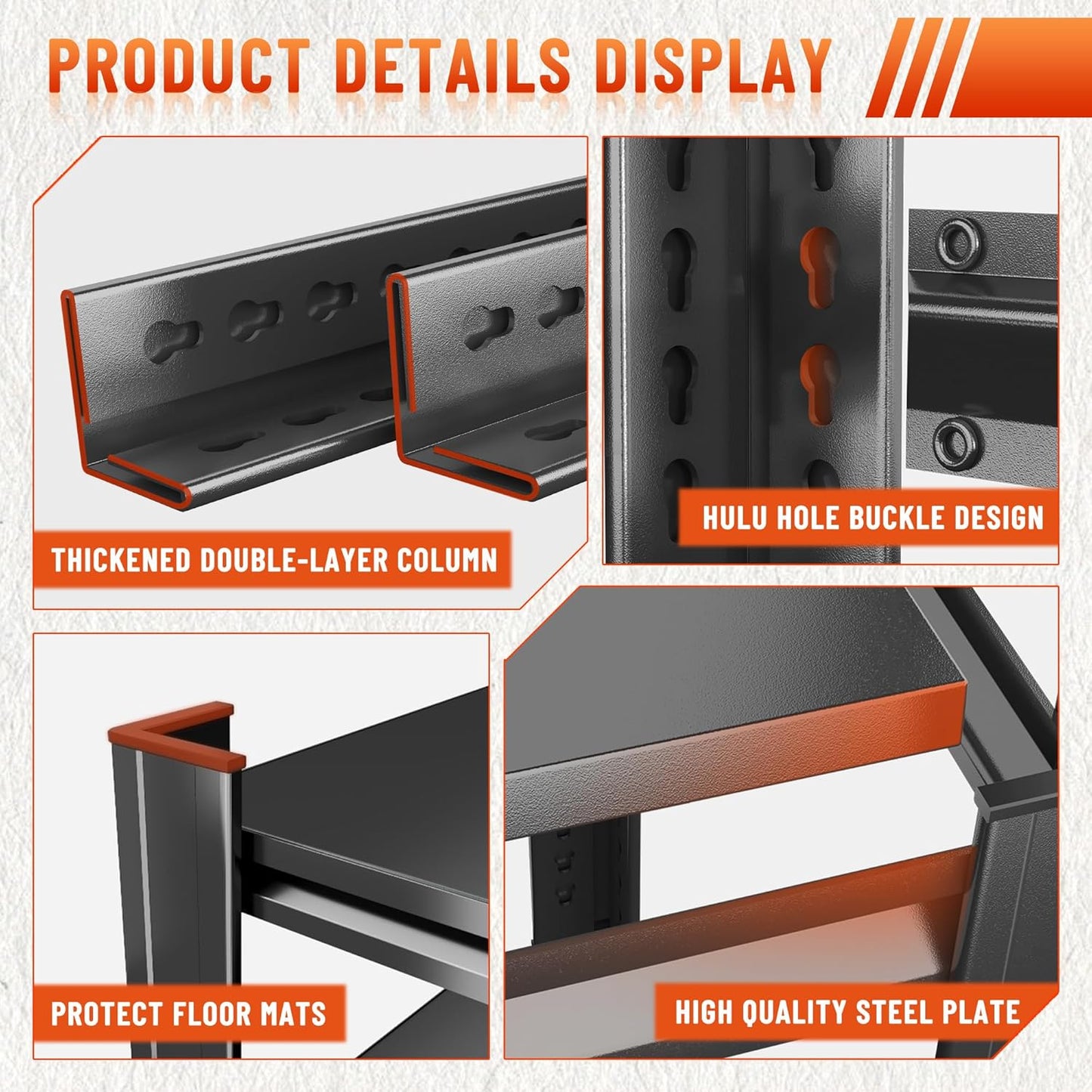Heavy Duty 5-Tier Shelving Unit 3000LBS Capacity - Adjustable Steel Garage Shelves for Warehouse, Basement Storage(77''H x 39.4''W x 13.8''D)