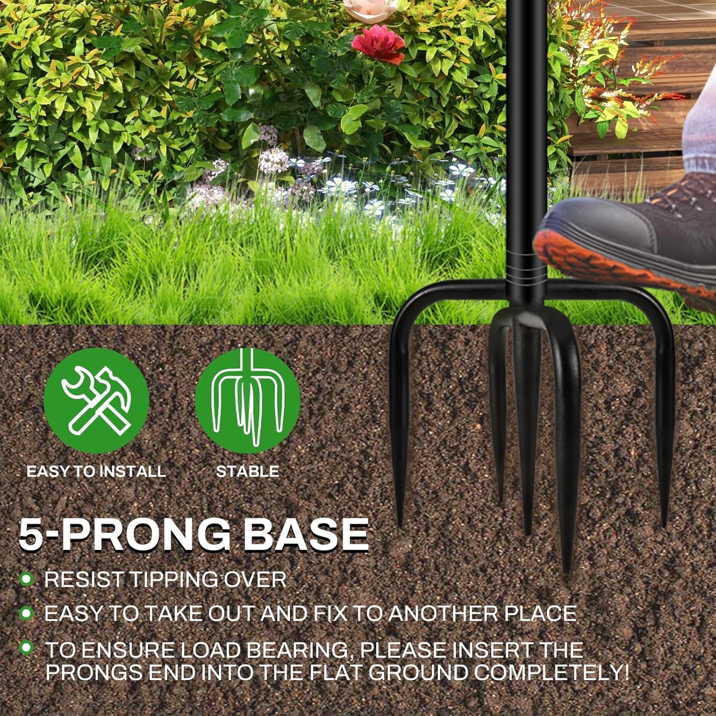 Metal Bird Bath for Outside, Vintage Freestanding Birdbaths with Metal Stake, Upgraded 5 Pronged Base Birdfeeder Feeder Bowl for Outdoors Garden Patio Yard Lawn Decor (Vintage Green)