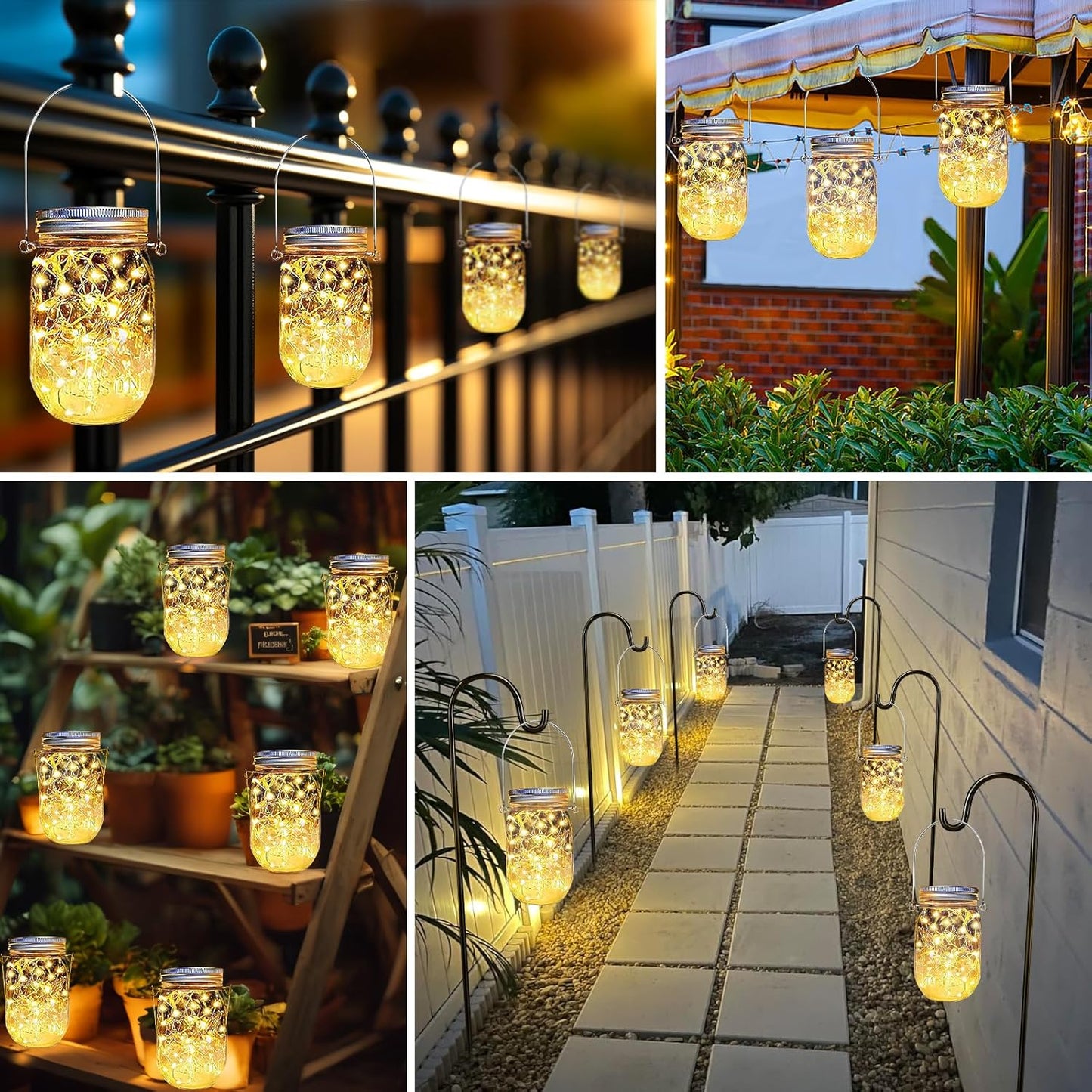 Solar Mason Jar Lights Lids, 12 Pack 30 Led Fairy Lights(Jars Not Included), Outdoor Hanging Mason Jar Solar Lights, Fairy in a Jar Firefly Lights for Patio Garden Table Decor Gifts
