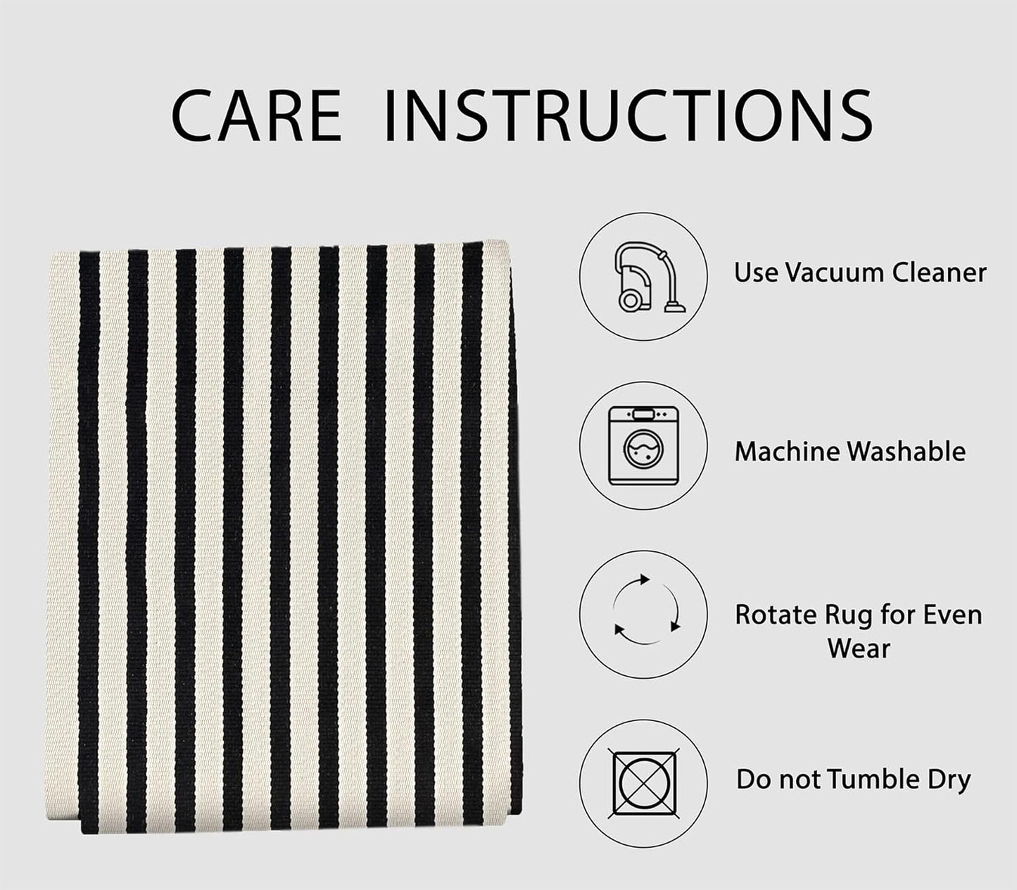 IOHOUZE Black Beige Striped Rug -3'x5' Front Door Rugs Outdoor, Washable Area Rug for Front Porch, Spring Summer Welcome Mats Outdoor Indoor, Doormat for Entryway Porch Entrance